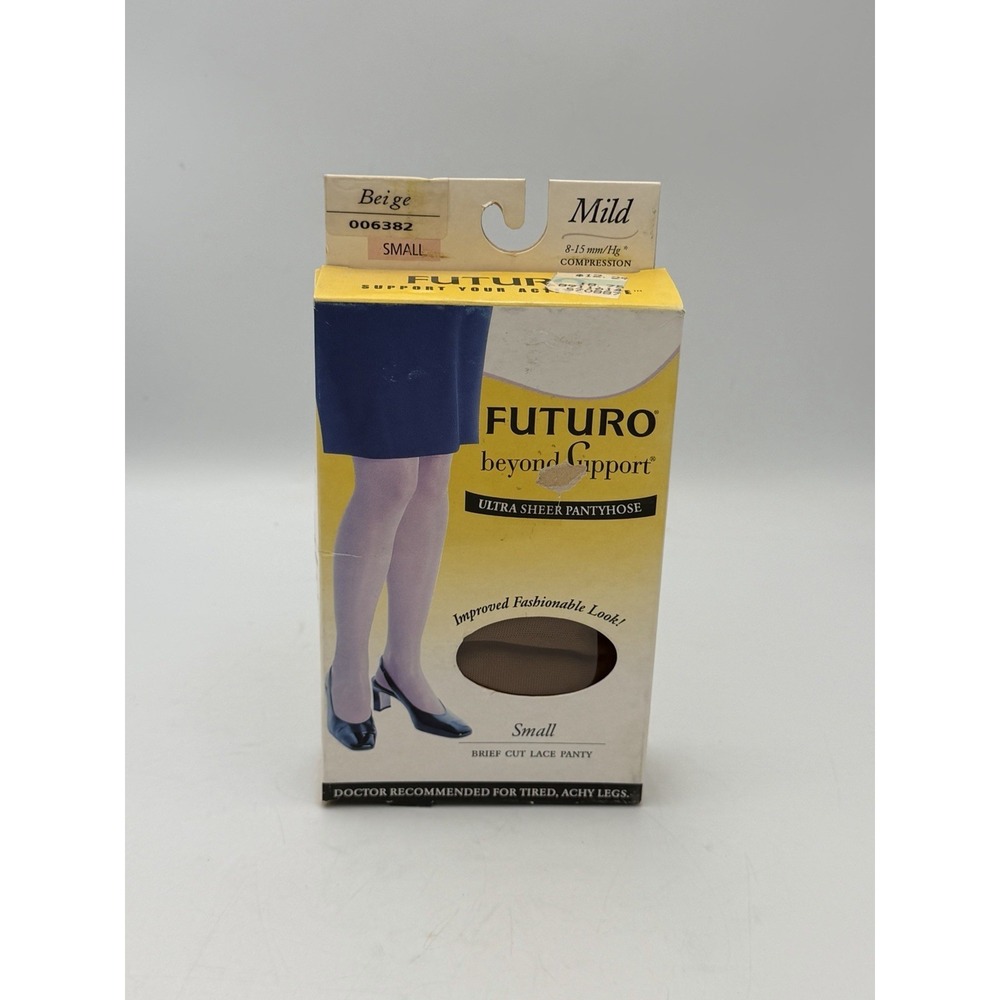 Futuro Beyond Support Ultra Sheer Pantyhose Small Beige Mild Compression 8-15